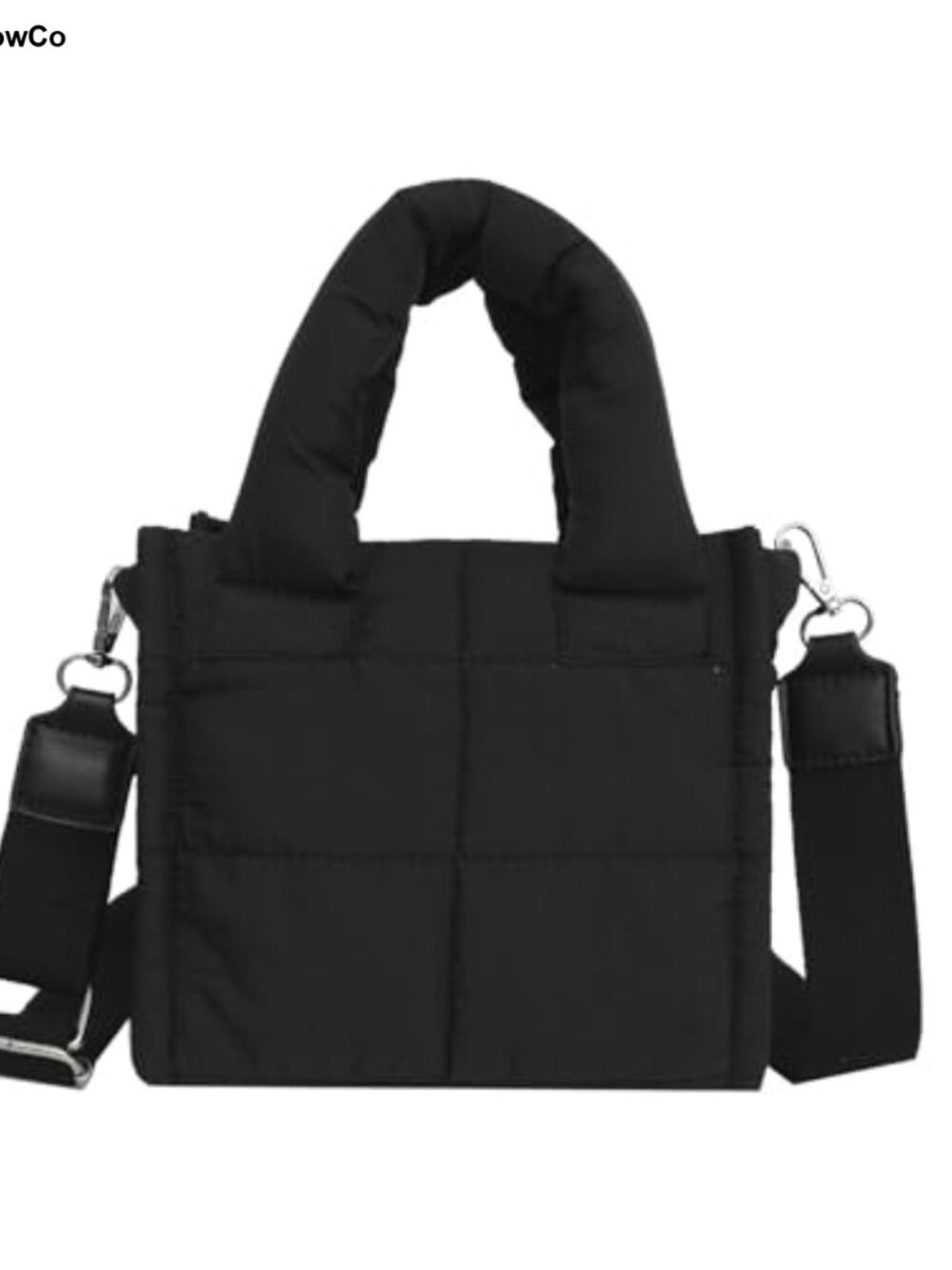 Quilted Nylon Puffer Tote Bag - Crossbody Shoulder Purse